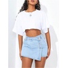 image:imageFloerns Womens High Waisted Denim Skort Wrap Front Button Jean Skirt ShortLight Wash