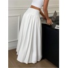 image:imageFloerns Womens High Waisted Flowy Skirt Trendy Flared A Line Maxi SkirtWhite