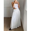 image:imageFloerns Womens High Waisted Flowy Skirt Trendy Flared A Line Maxi SkirtWhite