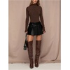 image:imageFloerns Womens Leather Pleated Skirt Fall Outfit Club Night Out Mini Skater SkortsBlack