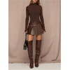 image:imageFloerns Womens Leather Pleated Skirt Fall Outfit Club Night Out Mini Skater SkortsCoffee Brown