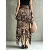image:imageFloerns Womens Leopard Long Skirt Layered Ruffle Asymmetrical SkirtsBrown Multi