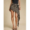 image:imageFloerns Womens Leopard Print Sequin Skort Wrap Tie Asymmetrical Mini SkirtMulticolor