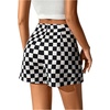 image:imageFloerns Womens Plaid Asymmetrical High Waisted Bodycon Pencil SkirtsBlack White Gingham