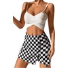 image:imageFloerns Womens Plaid Asymmetrical High Waisted Bodycon Pencil SkirtsBlack White Gingham