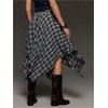 image:imageFloerns Womens Plaid Asymmetrical Midi Skirt Low Waist Handkerchief SkirtsBlue