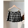 image:imageFloerns Womens Plaid Mini Skirts Pleated Hem Uniform Skater Skirt Built in ShortsBlack
