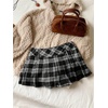 image:imageFloerns Womens Plaid Mini Skirts Pleated Hem Uniform Skater Skirt Built in ShortsBlack