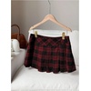 image:imageFloerns Womens Plaid Mini Skirts Pleated Hem Uniform Skater Skirt Built in ShortsRed
