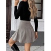 image:imageFloerns Womens Plaid Pleated Mini Skirts Preppy Uniform Skater A Line SkirtBlack White Multi