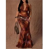 image:imageFloerns Womens Plus Size 2 Piece Halter Top Maxi Skirt Set Vacation OutfitBrown Multi
