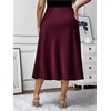image:imageFloerns Womens Plus Size Elegant A Line Midi Skirts High Waisted Satin Date Night Formal Evening SkirtBurgundy
