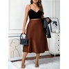 image:imageFloerns Womens Plus Size Elegant A Line Midi Skirts High Waisted Satin Date Night Formal Evening SkirtChocolate Brown
