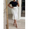 image:imageFloerns Womens Plus Size Elegant High Waisted Fishtail Pencil Midi SkirtWhite