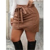 image:imageFloerns Womens Plus Size Faux Suede Wrap Mini Skirts Western Cowgirl Belted Bodycon Skirts Country Concert OutfitBrown