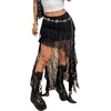 image:imageFloerns Womens Plus Size Lace Tiered Asymmetrical Ruffle Long Maxi SkirtsBlack