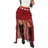 image:imageFloerns Womens Plus Size Lace Tiered Asymmetrical Ruffle Long Maxi SkirtsBurgundy