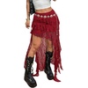 image:imageFloerns Womens Plus Size Lace Tiered Asymmetrical Ruffle Long Maxi SkirtsBurgundy