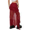 image:imageFloerns Womens Plus Size Lace Tiered Asymmetrical Ruffle Long Maxi SkirtsBurgundy