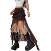 image:imageFloerns Womens Plus Size Lace Tiered Asymmetrical Ruffle Long Maxi SkirtsCoffee Brown