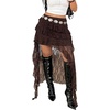 image:imageFloerns Womens Plus Size Lace Tiered Asymmetrical Ruffle Long Maxi SkirtsCoffee Brown