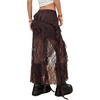 image:imageFloerns Womens Plus Size Lace Tiered Asymmetrical Ruffle Long Maxi SkirtsCoffee Brown