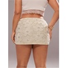 image:imageFloerns Womens Plus Size Sequin Mini Skirt 3D Floral Mesh Micro SkirtsApricot