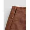 image:imageFloerns Womens Plus Size Suede Skirt Fall Winter Ruched Wrap Front Mini SkirtsBrown