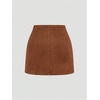 image:imageFloerns Womens Plus Size Suede Skirt Fall Winter Ruched Wrap Front Mini SkirtsBrown