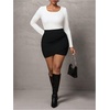 image:imageFloerns Womens Plus Size Wrap Mini Skirt Ruched High Waisted Bodycon Business Casual SkirtsBlack