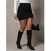 image:imageFloerns Womens Plus Size Wrap Mini Skirt Ruched High Waisted Bodycon Business Casual SkirtsBlack