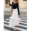 image:imageFloerns Womens Polka Dots Maxi Skirt 90s Vintage Flowy Flared A Line Long SkirtBeige