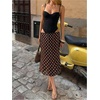 image:imageFloerns Womens Polka Dots Midi Skirt Low Rise Fishtail Going Out SkirtsBrown