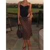 image:imageFloerns Womens Polka Dots Midi Skirt Low Rise Fishtail Going Out SkirtsBrown