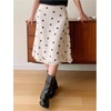 image:imageFloerns Womens Polka Dots Midi Skirt Ruffle Trim Cute Beach Going Out SkirtsApricot