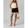 image:imageFloerns Womens Retro Vintage Floral Lace Satin Skirt High Waisted A Line Elegant Mini SkirtsBrown