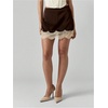 image:imageFloerns Womens Retro Vintage Floral Lace Satin Skirt High Waisted A Line Elegant Mini SkirtsBrown