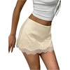 image:imageFloerns Womens Sexy Lace Satin Low Rise Patchwork Night Out Mini SkirtBeige