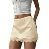image:imageFloerns Womens Sexy Lace Satin Low Rise Patchwork Night Out Mini SkirtBeige