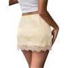 image:imageFloerns Womens Sexy Lace Satin Low Rise Patchwork Night Out Mini SkirtBeige