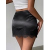 image:imageFloerns Womens Sexy Lace Satin Low Rise Patchwork Night Out Mini SkirtBlack