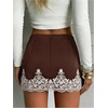 image:imageFloerns Womens Sexy Lace Satin Low Rise Patchwork Night Out Mini SkirtCoffee Brown White Lace