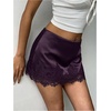 image:imageFloerns Womens Sexy Lace Satin Low Rise Patchwork Night Out Mini SkirtDark Purple