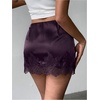 image:imageFloerns Womens Sexy Lace Satin Low Rise Patchwork Night Out Mini SkirtDark Purple