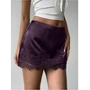 image:imageFloerns Womens Sexy Lace Satin Low Rise Patchwork Night Out Mini SkirtDark Purple