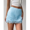 image:imageFloerns Womens Sexy Lace Satin Low Rise Patchwork Night Out Mini SkirtLight Blue