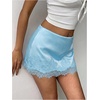 image:imageFloerns Womens Sexy Lace Satin Low Rise Patchwork Night Out Mini SkirtLight Blue