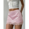 image:imageFloerns Womens Sexy Lace Satin Low Rise Patchwork Night Out Mini SkirtLight Pink