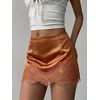 image:imageFloerns Womens Sexy Lace Satin Low Rise Patchwork Night Out Mini SkirtOrange
