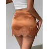 image:imageFloerns Womens Sexy Lace Satin Low Rise Patchwork Night Out Mini SkirtOrange